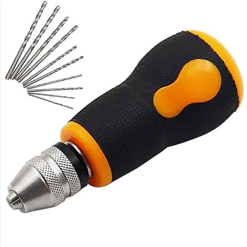 

10pcs Twist Drill Hand Tool Hand Drill Mini Small Hand Grip Carpenter's Chuck Black