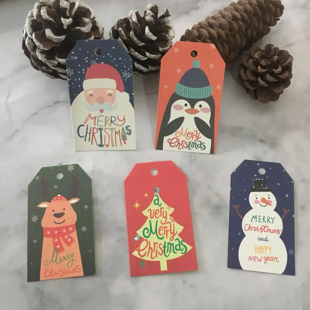 Santa Gift Natale Рождественская открытка 50 шт. Рождественская Открытка Крафт-бумага набор тегов Санта-Клауса подарочная упаковка для выпечки@ 30 - Цвет: Santa Gift