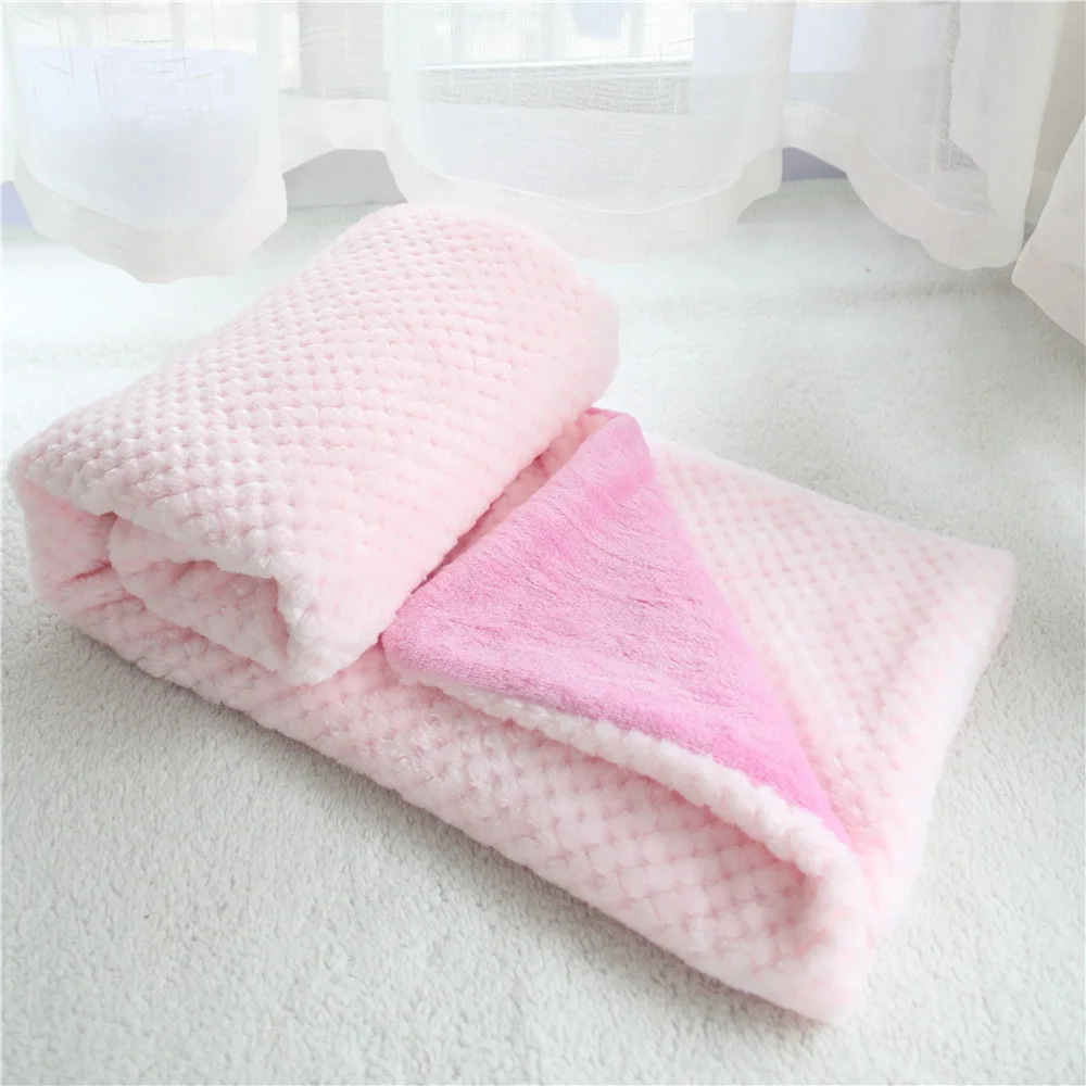 Couverture en peluche carreaux super douce | Couverture d'hiver épaisse, plaid rose et bleu, couverture pour bébé à double couche, couverture de réception thermique pour enfant