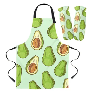 

Kitchen Cooking Apron Cuff Avocado Green Seed Fruit Skin Home Sleeveless Aprons for Men Women Kids Baking Accessories