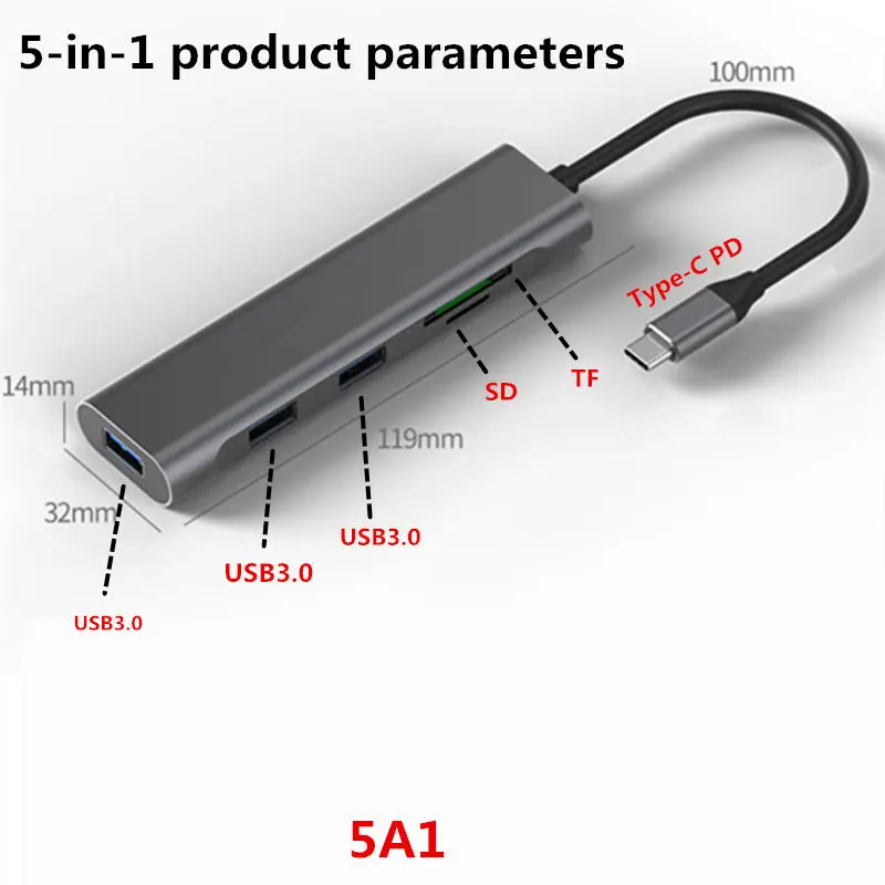 Многофункциональная Тип-C интерфейс концентратор HDMI USB3.0 SD карты памяти для Apple huawei Mac Book Xiaomi Тетрадь Коврики 10 Pro samsung S8 9 - Цвет: combination 3