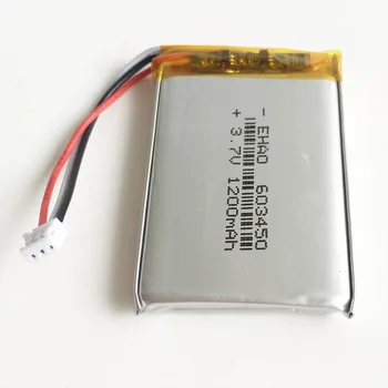 

JST ZH 1.5mm 3pin connector 3.7V 1200mAh lipo polymer lithium rechargeable battery for GPS DVD recorder e-book camera 603450