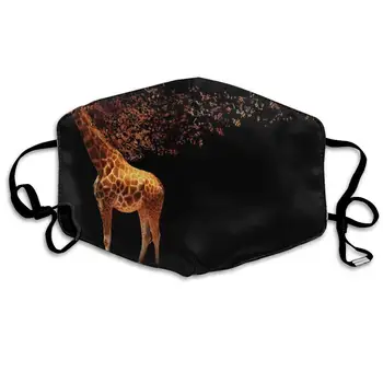 

Mouth Mask For Daily Dress Up, Giraffe With Musical Notes Anti-dust Mouth-Muffle, Washable Reusable Holiday Half Face Masks For