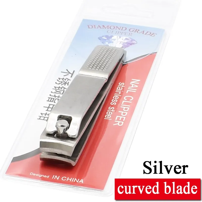 Curved-Silver Высококачественные Серебристые черные кусачки для ногтей, прямые лезвия из нержавеющей стали, кусачки для ногтей, триммер, идеально подходит для маникюра, педикюра, инструменты - Цвет: Curved-Silver
