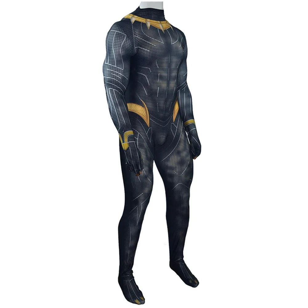 Killmonger карнавальный костюм Черная пантера боди Zentai плотный костюм комбинезон Хэллоуин Мальчики Мужские взрослые дети