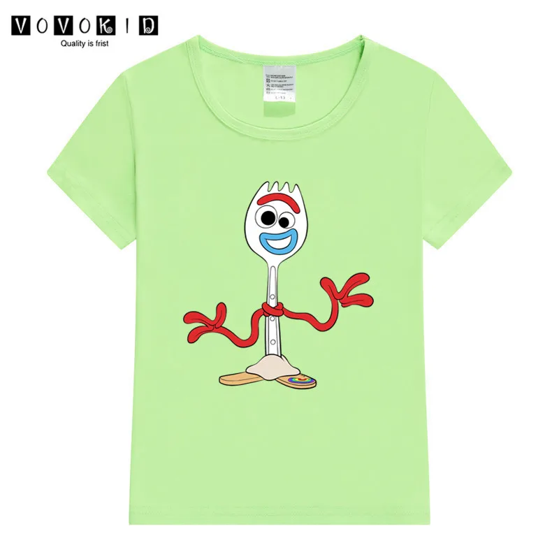 Little Girl Boy Forky Print Funny Cartoon T-shirt Chlidren Summer Top Baby T Shirt Thanksgiving Shirt