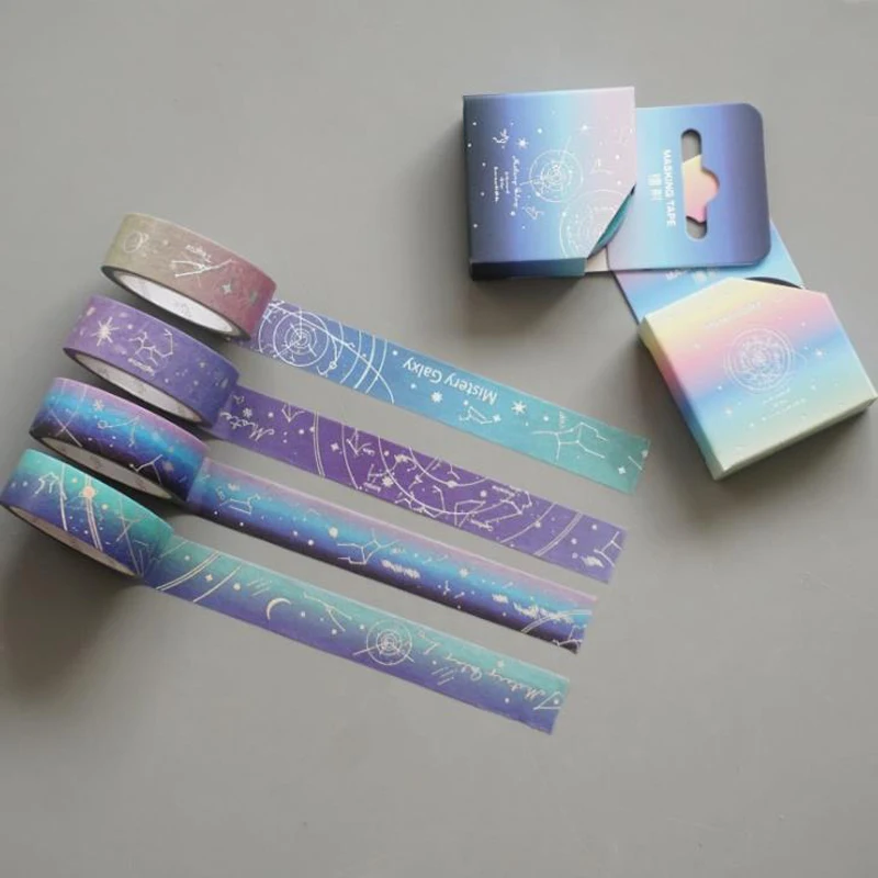 

1 Pcs Cute 1.5cm Wide Star Starry Sky Laser Gilding Adhesive Washi Tape DIY Scrapbooking Sticker Label Masking Tapes Stationery