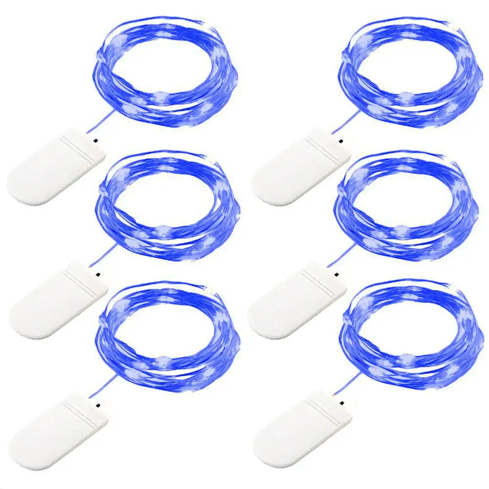 Bzoosio Гирлянды 6 шт. 1 м 10LED сказочные огни батарея Звездная гирлянда медный провод Рождество карнавал Свадебная вечеринка Декор F1 - Испускаемый цвет: BU