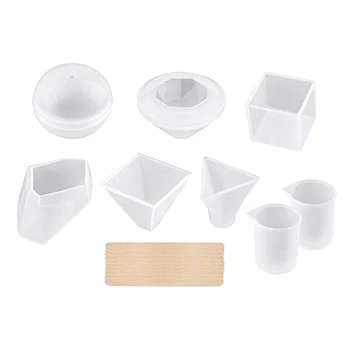 

18pcs Measure Cup Resin Kit Casting Mold Set Craft DIY Mould Decoration Wood Stick Silicone Pendant Jewelry Making Tool Home