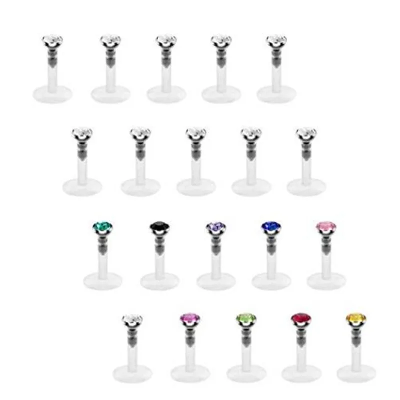 

16G Clear Lip Rings CZ Labret Studs Cartilage Tragus Earrings Retainer Monroe Medusa Piercing Jewelry 6mm 8mm 10mm Lip Studs