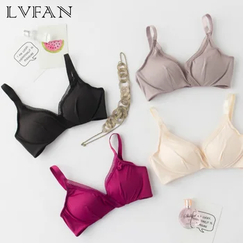 

LVFAN Wireless Comfortably Breathable Sexy Gather Together Silk Brassiere Underwear Large Code Lace Silk Slippery