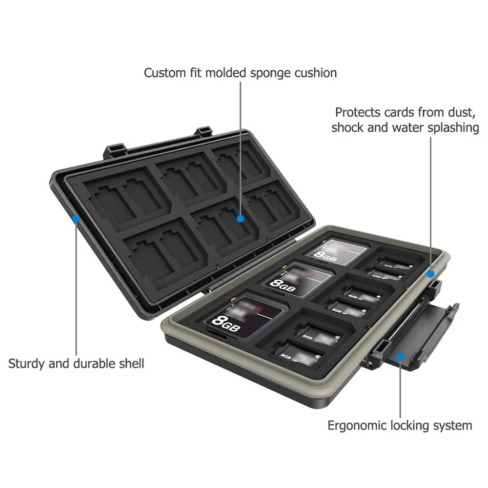 Carteira de Cartão de Memória Antichoque Resistente à Água Capa para Cartão de Memória 24 Micro sd Sdxc Sdhc tf 12 sd Sdxc Sdhc Card 36 Slots - Imagem 5