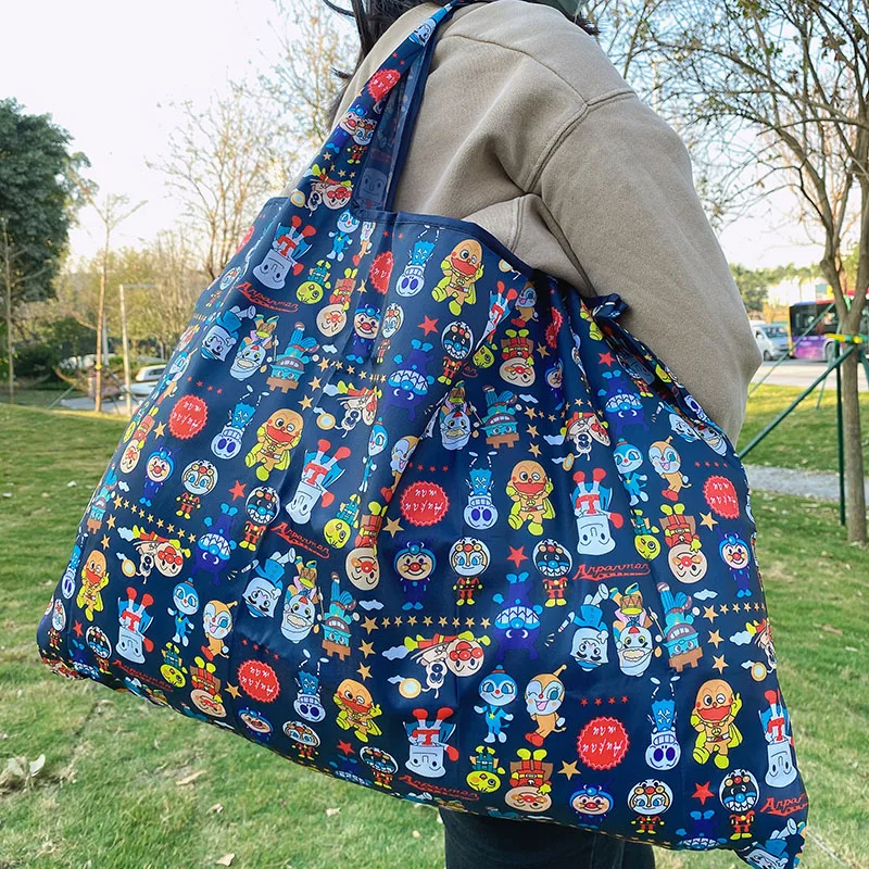 Reusable Grocery Bag Folding Machine Washable Shopping Bag  Large 50-Pound Tote Bag Shoulder Bag Strong Lightweight Polyester