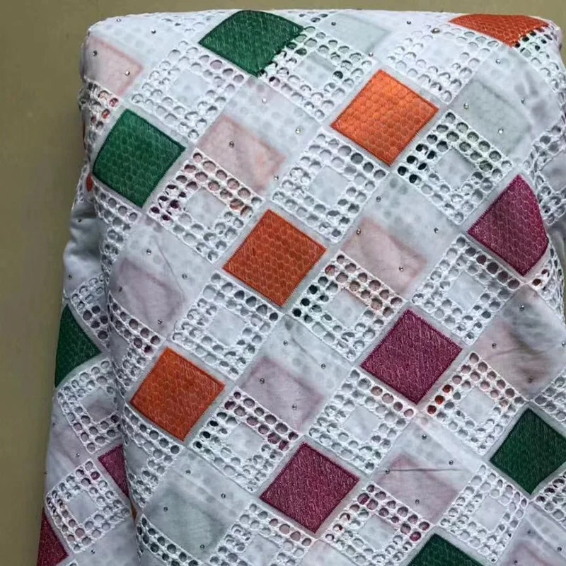 Сухая кружевная ткань швейцарская пряжа геометрические Стразы