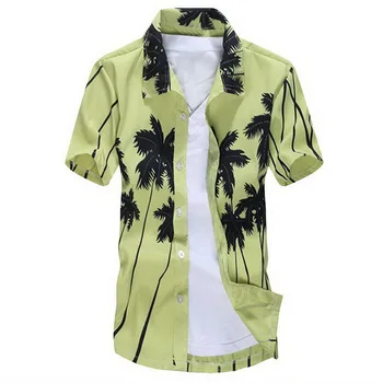 

2019 New Casual Men Short Sleeve Shirt Summer Hawaiian Male Tops Men Masculina Printed Beachwear Shirts Plus Size S-5XL