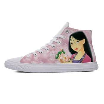 

2020 Mulan Princess Cute Vogue Funny personality Casual Canvas Shoes High Top Lightweight Breathable 3D Print Men women Sneakers