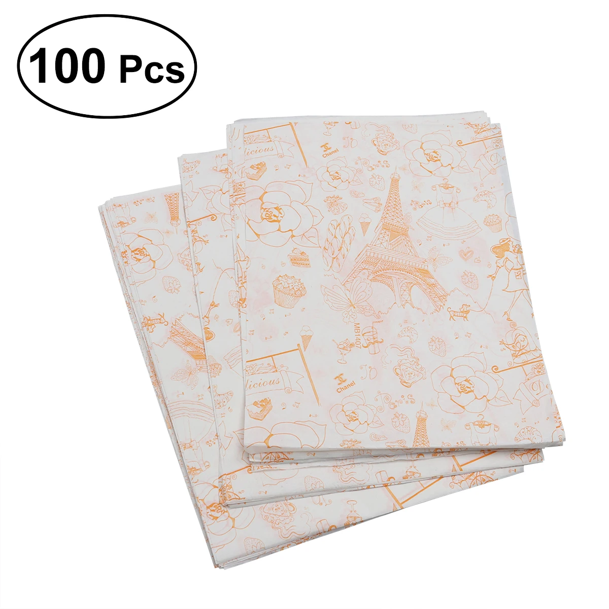 100pcs Orange tower Одноразовые антипригарные пергаментные бумажные листы печенья противень маслостойкая бумага для упаковки жиронепроницаемый бумажный оберточный Вечерние - Цвет: 100pcs Orange tower