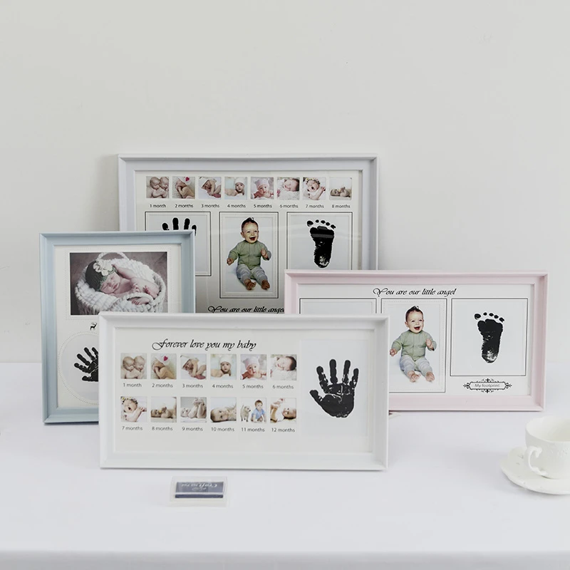 Cadre Photo Avec Empreinte De Main Et Empreinte De 12 Mois Pour Bebe Garcon Et Fille Cadeau De 1 An Artisanat Encre Pour Enfants Aliexpress