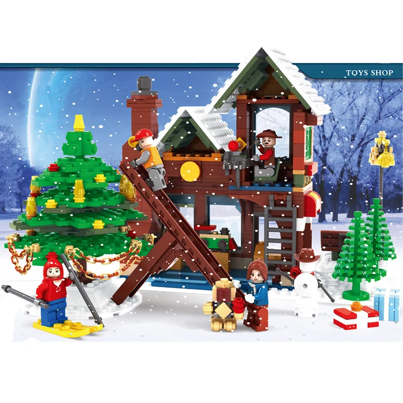 

AUSINI Building Blocks Christmas Toy Store 25611 Educational Building Blocks Assembled Building Blocks Small Particles DIY