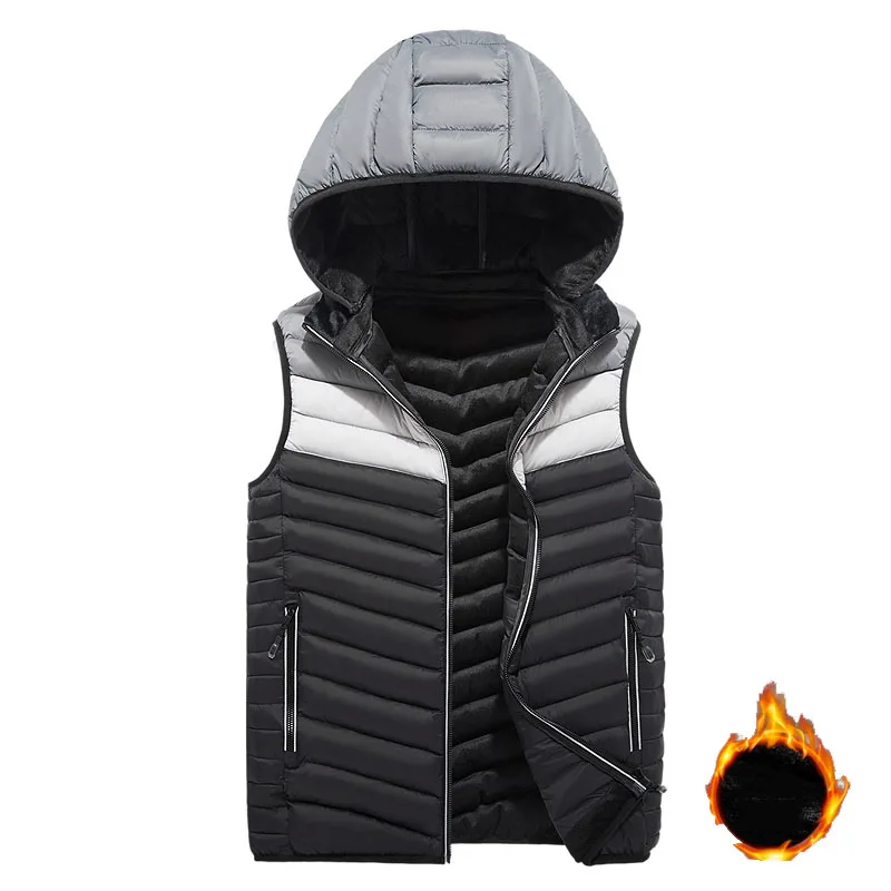

Varsanol 2020 Winter Mens Clothing Jackets Casual Fleece Hooded Sleeveless Vests Man Multi-color Hat Detachable Men Thick Coats