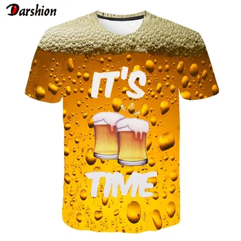 

Summer Men 3D T-shirt Beer Time Short Sleeve O-Neck Fashion Funny 3D Printed T Shirt Casual Men Tops Tees Streetwear tshirt