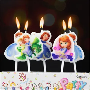 

5pcs/lot Sofia Party Supplies Kids Birthday Candles Evening Party Decorations sofia Birthday Sophia Party Cake Candles