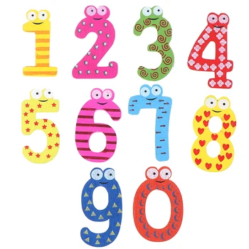

10pcs Decoration Fun Fridge Magnet Numbers 0-9 Wooden Education Sticker Colorful Cartoon Kids Child Math