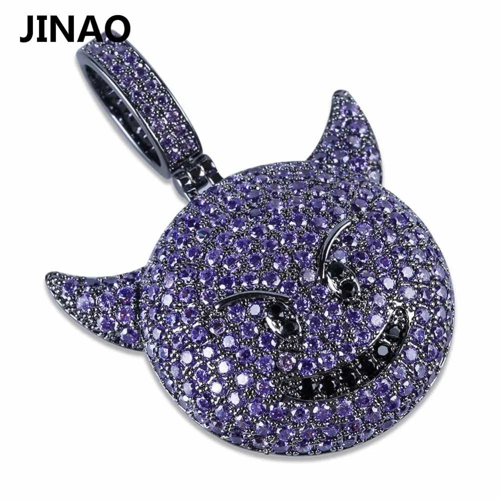 Модный персонаж, кубический циркон, Фиолетовый Дьявол, Смайл, ожерелья и подвески, мужские хип-хоп Bling CZ, очаровательный подарок для мужчин