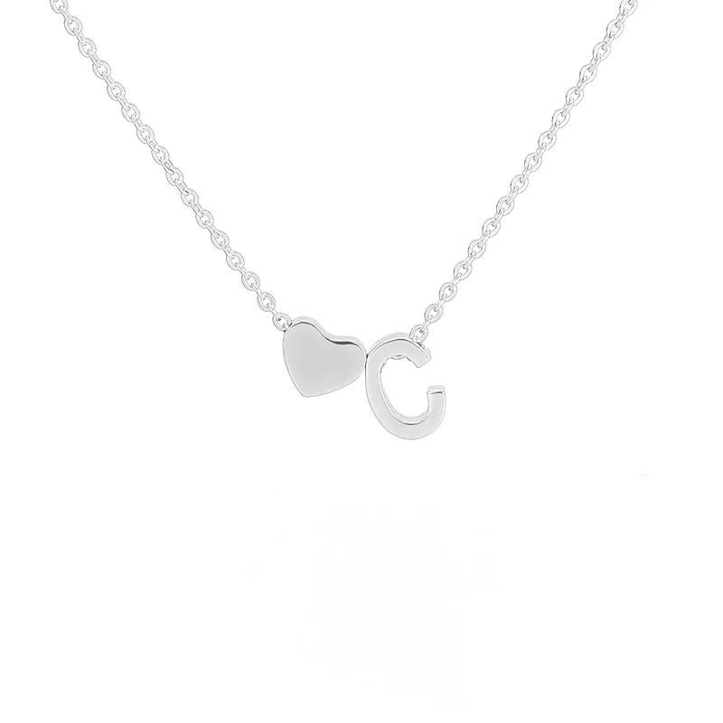 A-Z ожерелье с надписью в виде сердца из нержавеющей стали, золотая цепочка-чокер, ожерелье с подвеской в виде сердца алфавита для женщин, ювелирное изделие в подарок