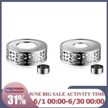

Creative Round Stainless Steel Coffeepot Warmer Stove Heating Holder Mug Base Household Milk Windproof Candle Holder Candle E2B6
