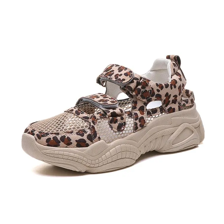 Leopard Леопардовые сандалии; женские босоножки на танкетке; Босоножки на платформе и высоком каблуке; коллекция года; летние кроссовки; женская обувь; chaussures femme - Цвет: Leopard