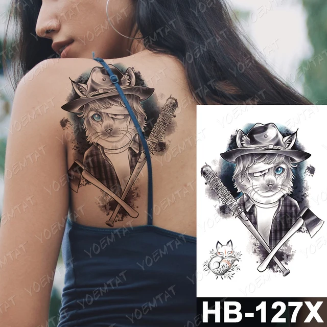 Waterproof Temporary Tattoo Sticker Dark Old School Moth Butterfly Flash Tattoos Snake Rose Body Art Arm Fake Tatoo Women Men 46-HB127X