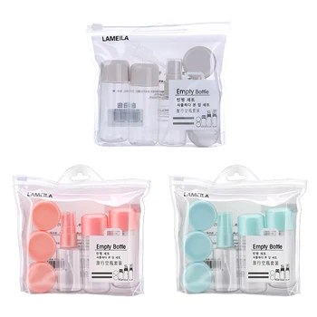 

8Pcs Portable Refillable Bottle Travel Cosmetic Spray Bottle Container Pressure Spray Water Face Cream Box Stick Set TSLM1