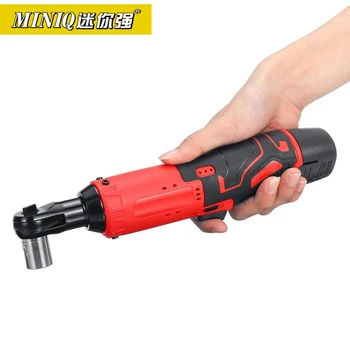 

12V 45Nm Cordless Electric Ratchet Wrench 3/8 inch Right Angle Wrench Portable LED Wrench with 2 Li-ion Battery 7 Socket Set