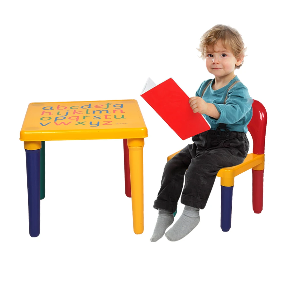 

Plastic Table Chair Set For Kid/Children Furniture Sets Dinner kids Chair And Study Table Sets Cartoon Letter Pattern