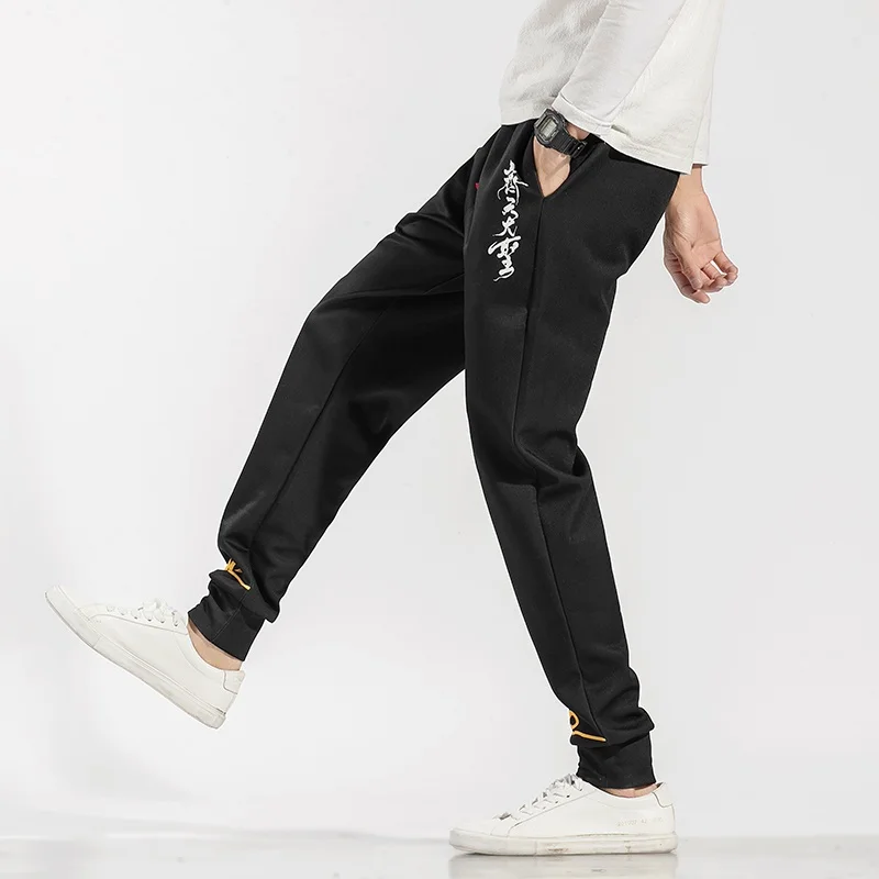 Весенние хлопковые мужские штаны в китайском стиле, Японская уличная одежда для бега, Мужские штаны в стиле хип-хоп, Ретро спортивные штаны KK3277