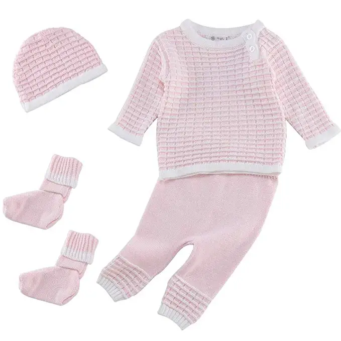 791319-pink Gooulfi Одежда для новорожденных Повседневный пуловер вязаный свитер комплект из 4 предметов, осенне-зимняя одежда для маленьких мальчиков и девочек комплект одежды для младенцев - Цвет: 791319-pink