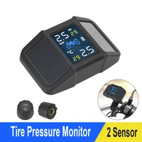 Sistema de alarma de supervisión de presión de neumáticos para motocicleta, dispositivo TPMS con carga Solar USB, Motor de presión de neumáticos con 2 sensores externos