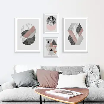 

Abstract Canvas Art Geometric Rhombus Circle Coincidence Painting Nordic Minimalist Home Decoration Living Room Wall Frameless