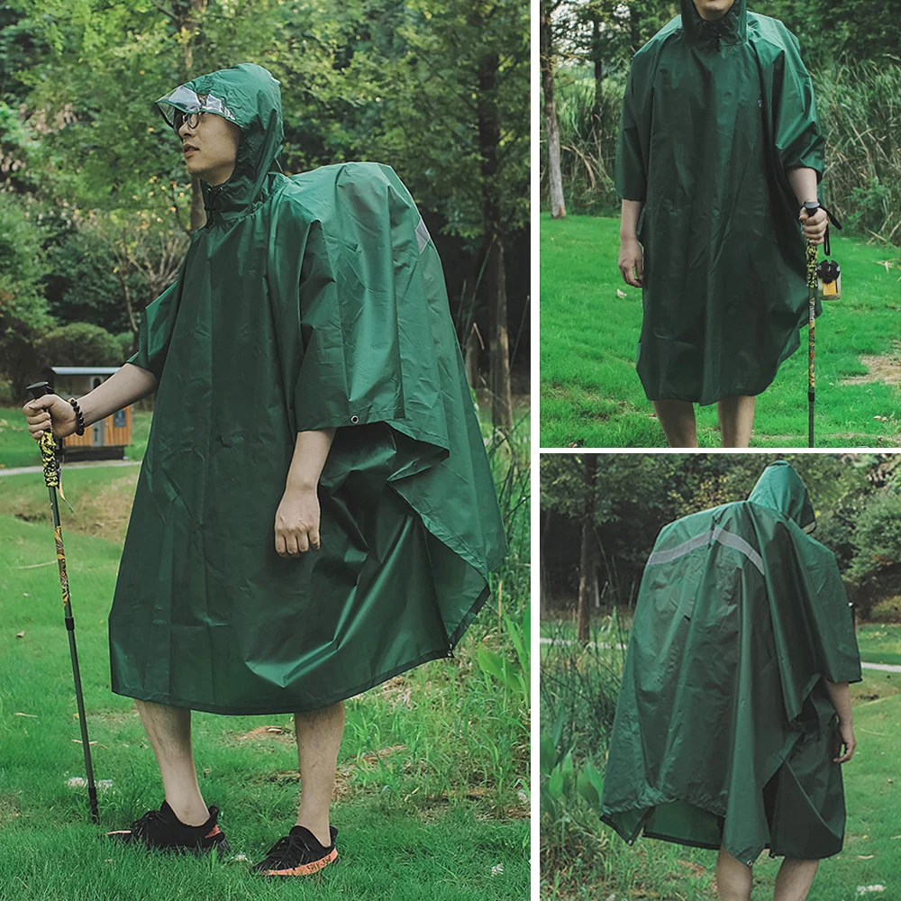 Rain Poncho Waterproof Raincoat with Hood Cycling Rain Cover Hiking Hooded Coat Jacket Motorcycle Poncho Picnic Mat