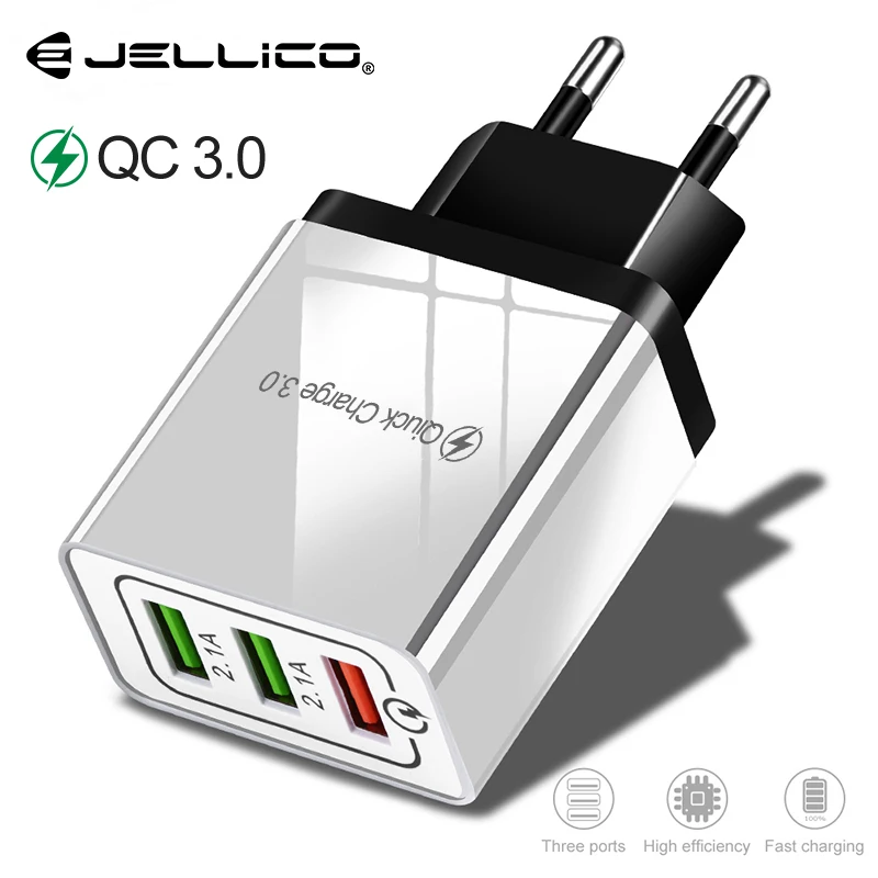 No led display Jellico QC 3,0, 3 порта, USB зарядное устройство для телефона, светодиодный дисплей, штепсельная вилка европейского стандарта, всего макс. 3 А, умное быстрое зарядное устройство, мобильное настенное зарядное устройство для iPhone iPad - Тип штекера: No led display