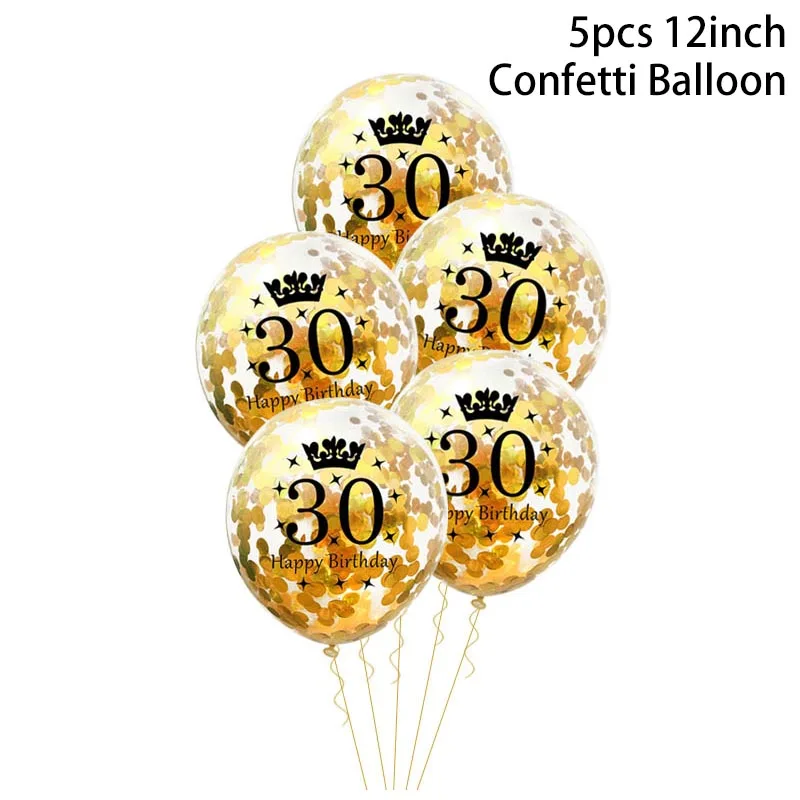 5pcs 30 balloons WEIGAO золотые/черные шары на 30 дней рождения латексные шары для взрослых 30 конфетти шары счастливые шары на 30 цифр Globos поставки - Цвет: 5pcs 30 balloons