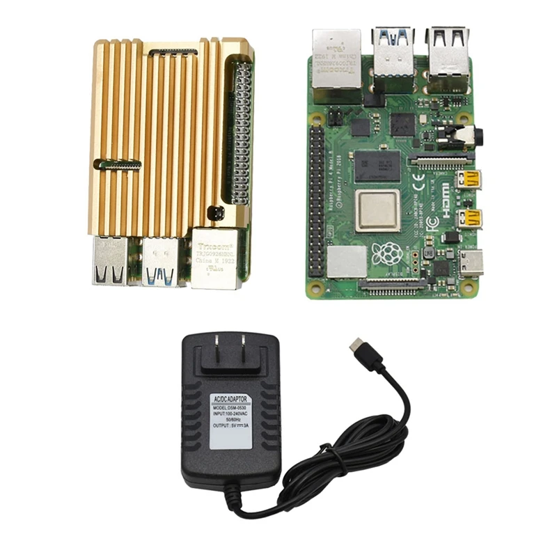 Для Raspberry Pi 4B 4G ram DIY Kit Поддержка 2,4/5,0 GHz wifi Bluetooth 5,0 с алюминиевым ЧПУ сплав защитный Золотой чехол 5V 3A P