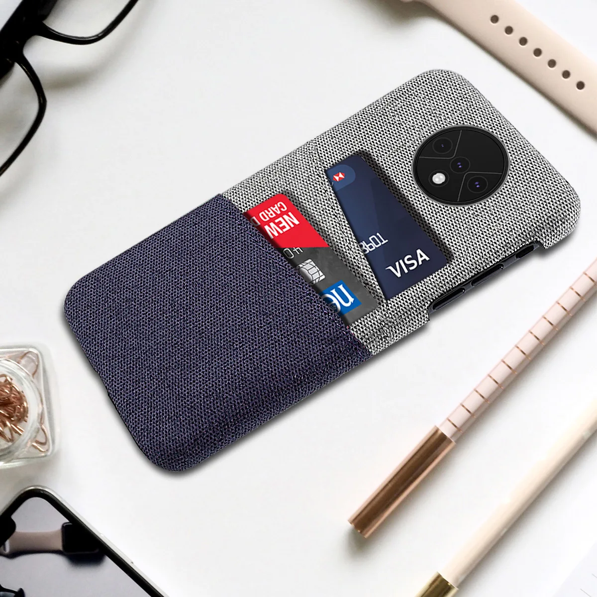 Для OnePlus 7T чехол ультра тонкий жесткий задний PC защитный матовый тканевый чехол для OnePlus 7T Pro чехол со слотом для карт кошелек