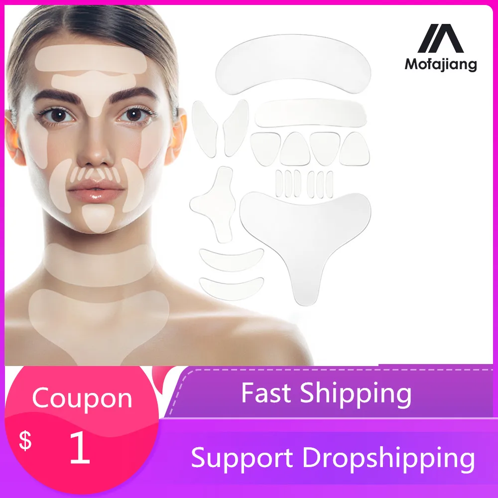Pegatina de extracción de arrugas reutilizable de silicona, parche antiedad para cara, cuello, etiqueta adhesiva para ojos, mascarilla de estiramiento facial, herramientas de cuidado de la piel
