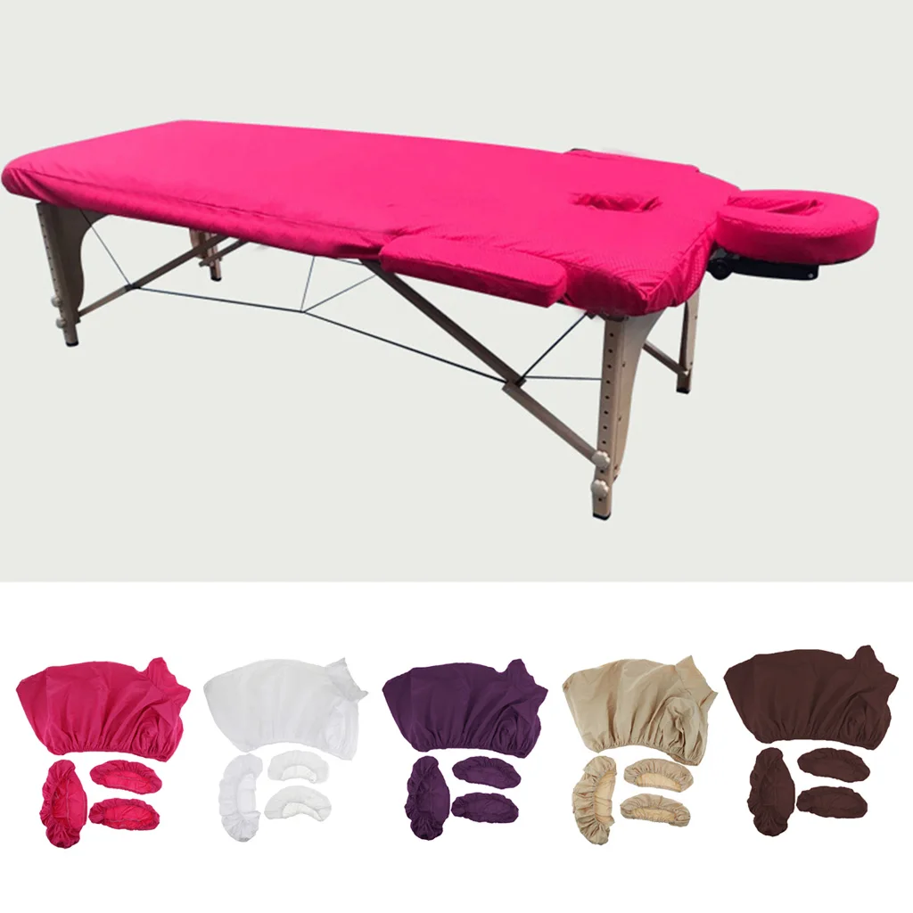 

3pcs Washable Massage Table Sheet Cover Set - Includes Flat and Fitted Sheets with Face Cradle Cover & Hand Pad Cover - 185cm