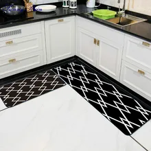 SunnyRain комплект из 2 предметов, геометрический Коврик на кухню, черный ковер для кухни, Нескользящие коврики для ванной комнаты