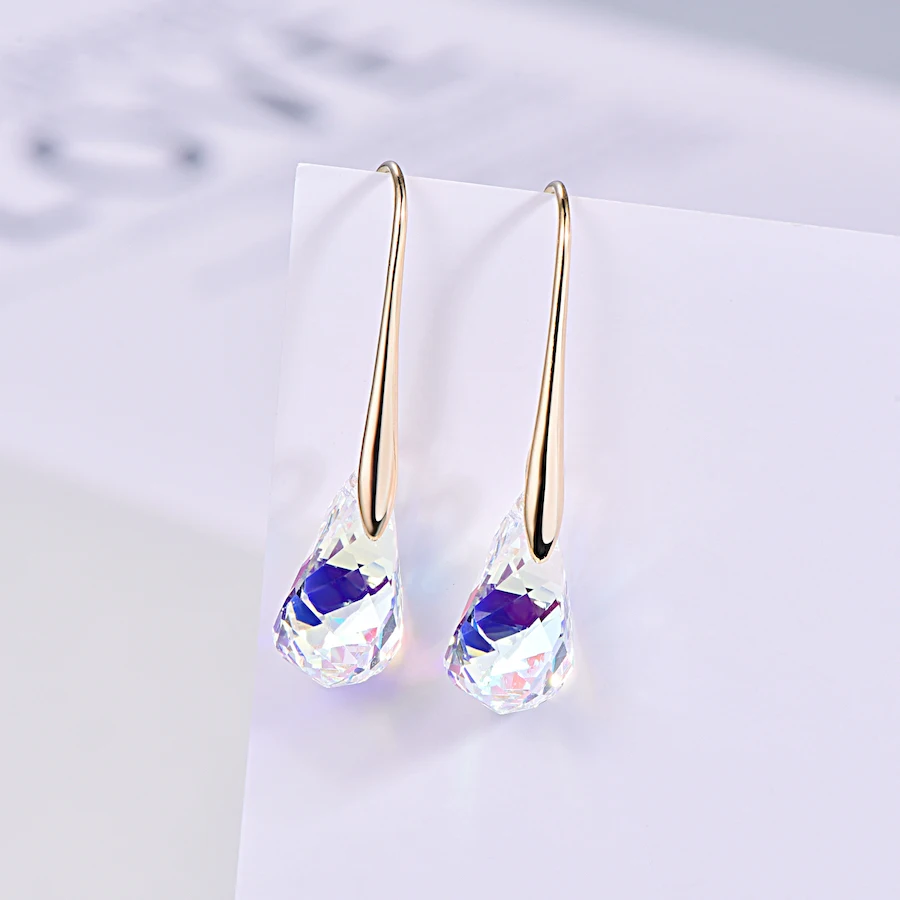 Кристалл SWAROVSKI спираль кулон Висячие серьги для женщин Мода Золотой цвет кулон свисающие серьги ювелирные изделия подарок