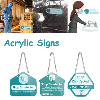 

3pc Shop Disinfected Prompt Sign Acrylic Signs Restaurant School Office Building Signs Business Disinfection 4.29