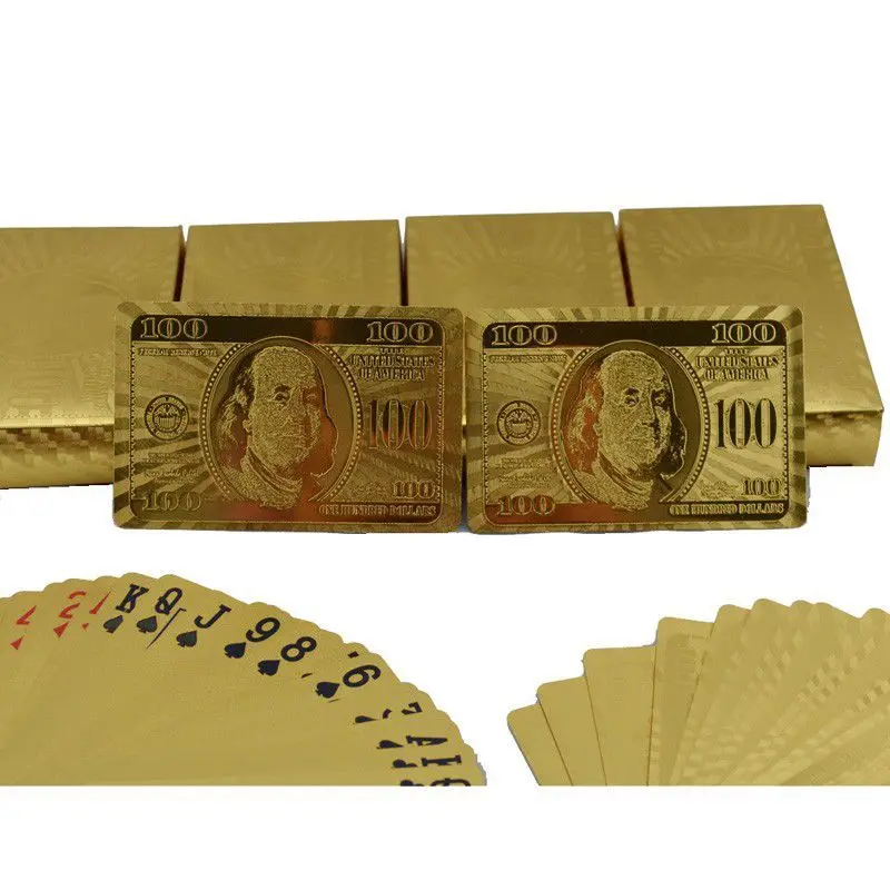 Высокое качество 24K золото Покер Игра водонепроницаемый золотой фольги пластиковые игральные карты золотой настольная игра покер карты